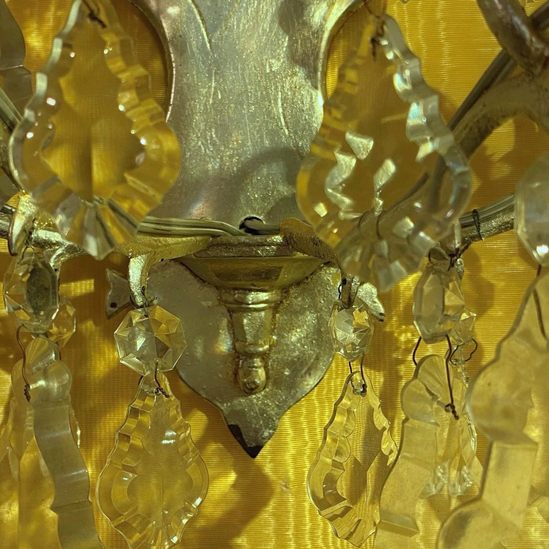 Vintage Silvered Bronze and Crystal 9-Light Sconces - A Pair - 5
