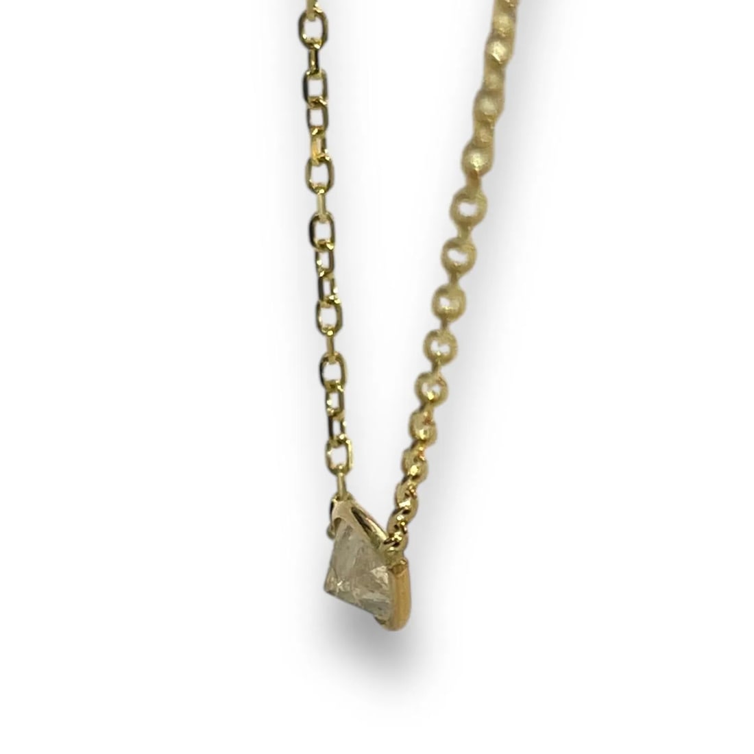 14k Yellow Gold 0.76ct Pear Natural Diamond Bezelled Necklace - 5