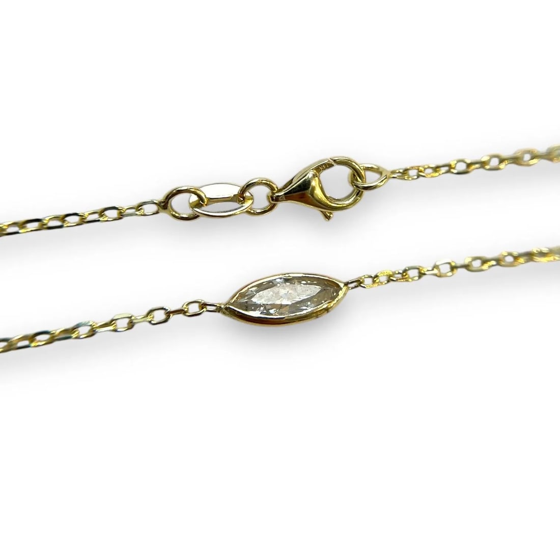 Classic 14k Yellow Gold 0.55ct Marquise Natural Diamond Bezeled Necklace - 4