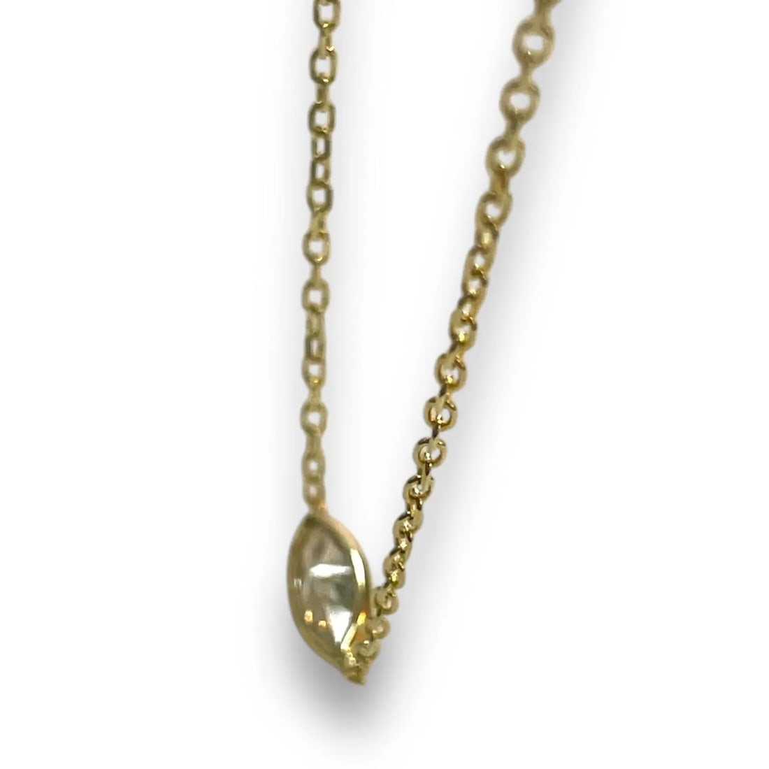 Classic 14k Yellow Gold 0.55ct Marquise Natural Diamond Bezeled Necklace - 6