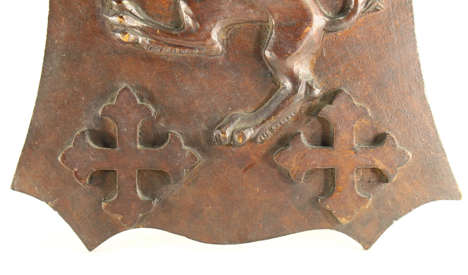 Pair of 19th Century Carved Oak Armorial Shields Eagles, Lion Rampant, Maltese Crosses - 11