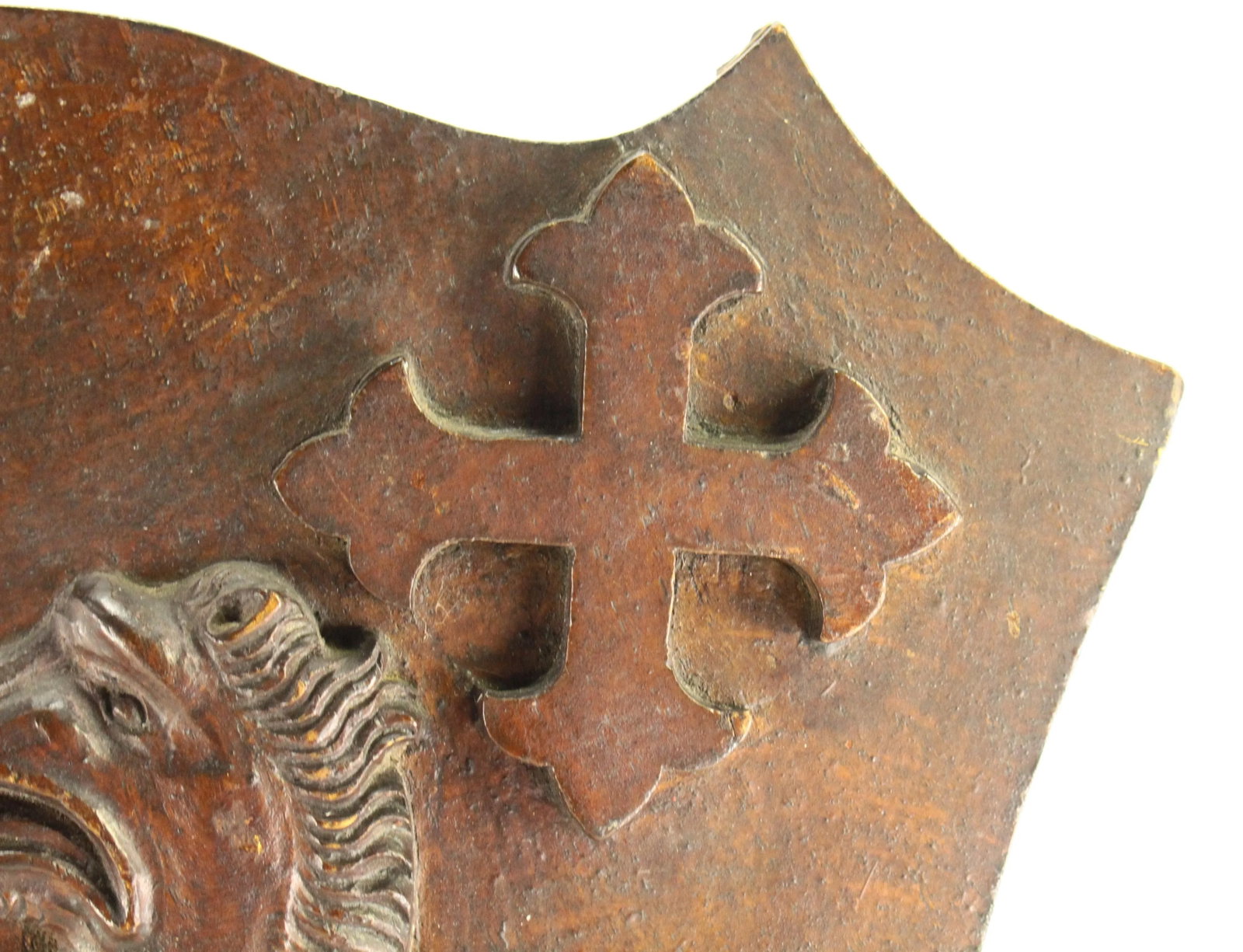 Pair of 19th Century Carved Oak Armorial Shields Eagles, Lion Rampant, Maltese Crosses - 8