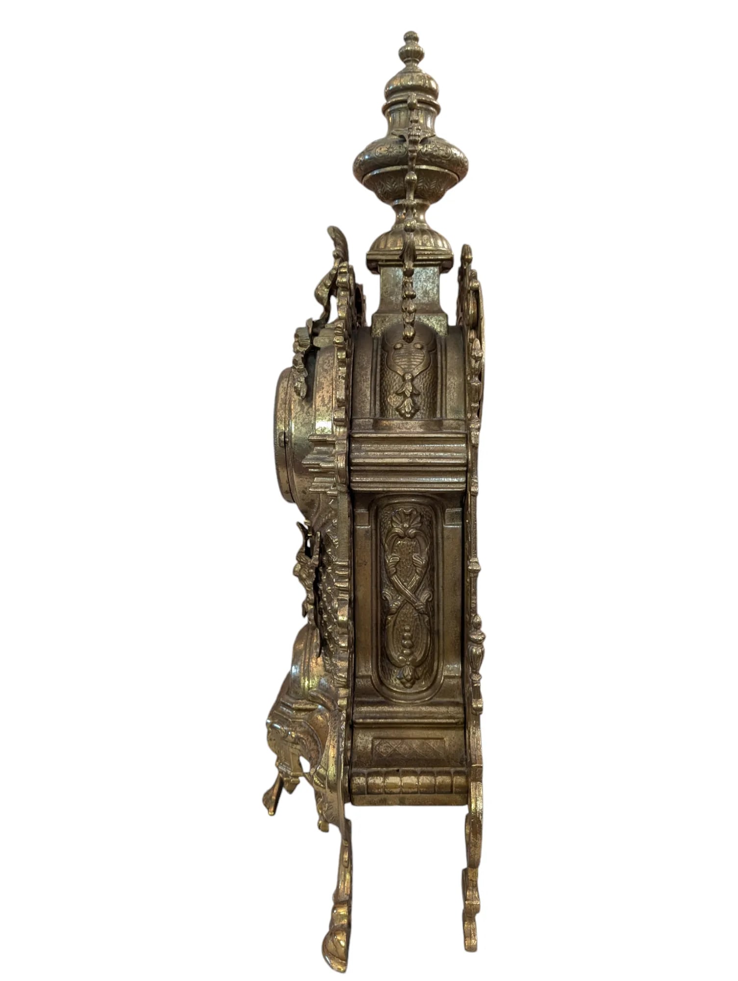 Antique Italian Brass Mantle Clock and Double Candelabra Set - 3 Pieces - 6