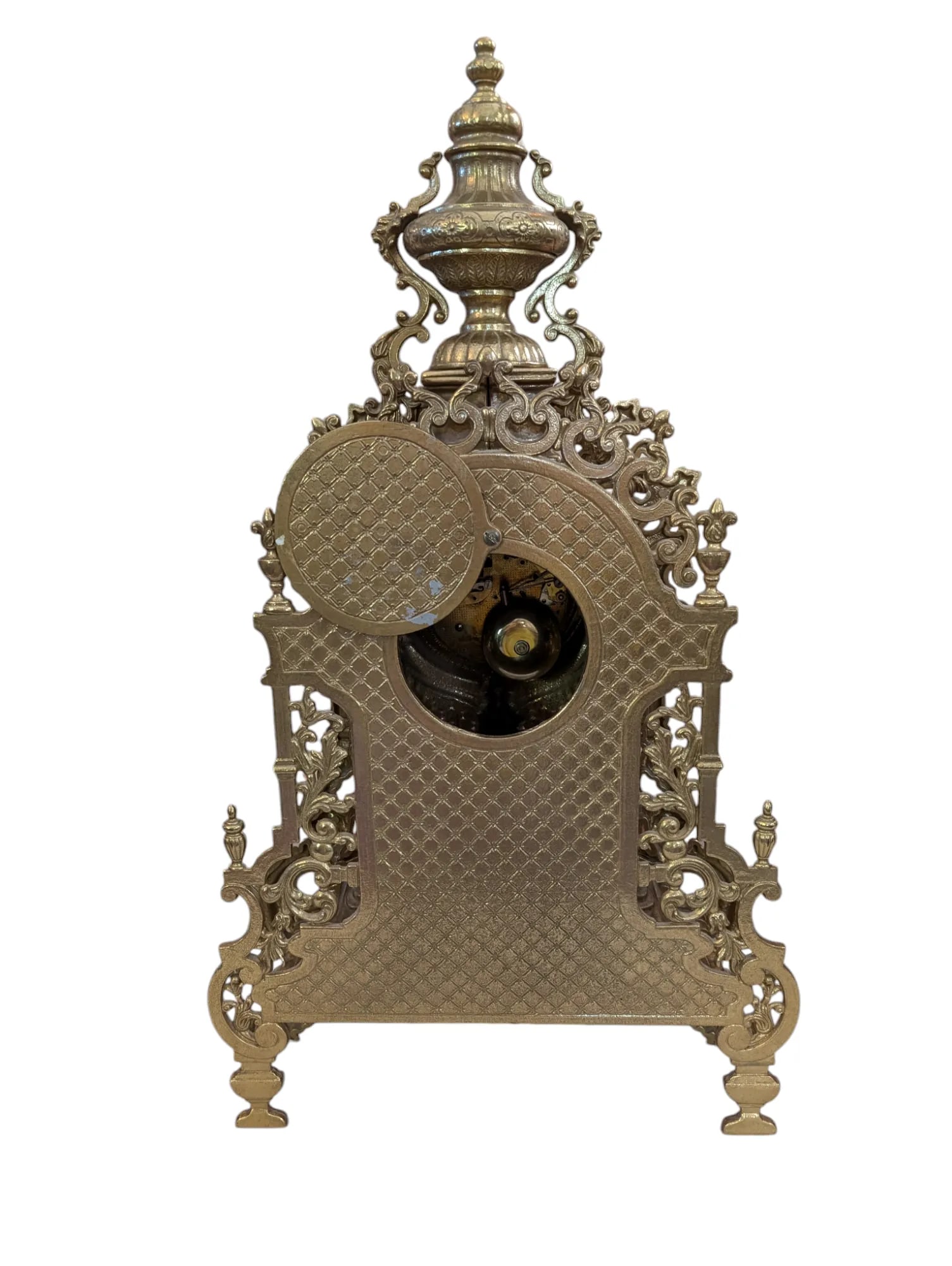 Antique Italian Brass Mantle Clock and Double Candelabra Set - 3 Pieces - 8