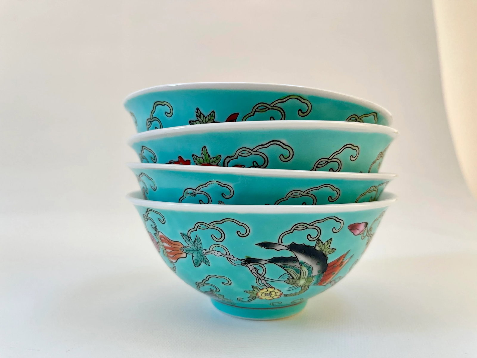 Turquoise Famille Rose Soup Tureen & Bowls Serving Set - Set of 21 - 12