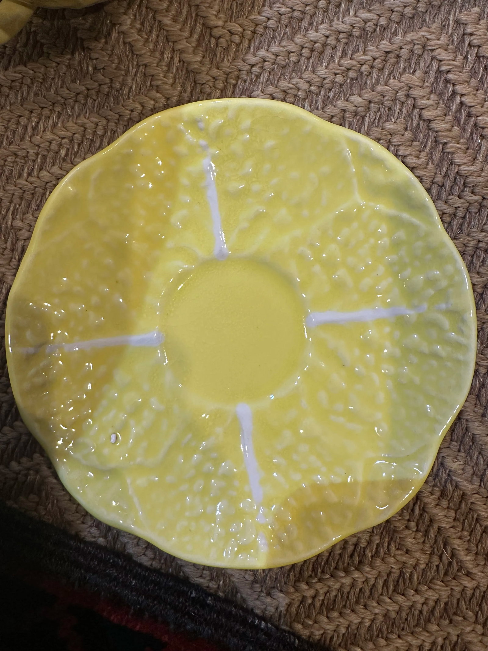 1950s Vintage Selca Yellow Majolica Cabbage Plate Set- 42 Pieces - 12