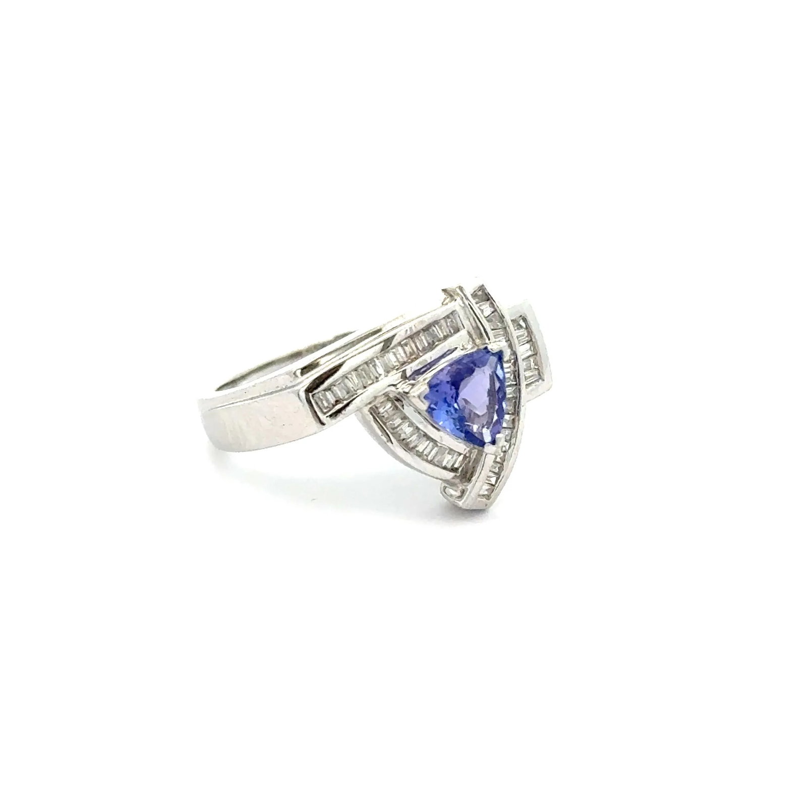 Vintage Tanzanite Inlaid Opal and Diamond Cluster Ring in 14k White Gold - 4