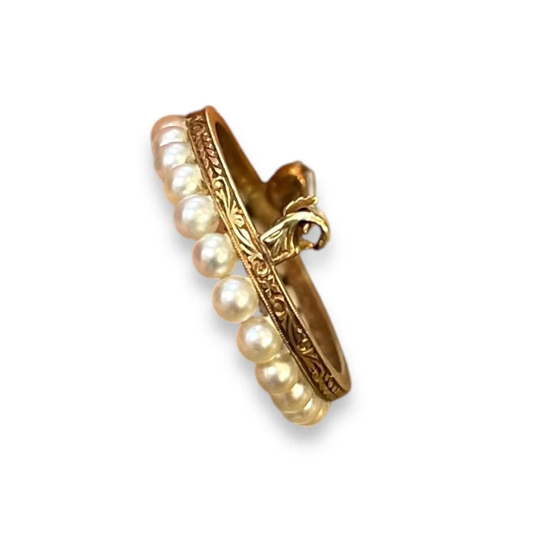 18th Century Estate Oval Pearl Pin in Yellow Gold - 2