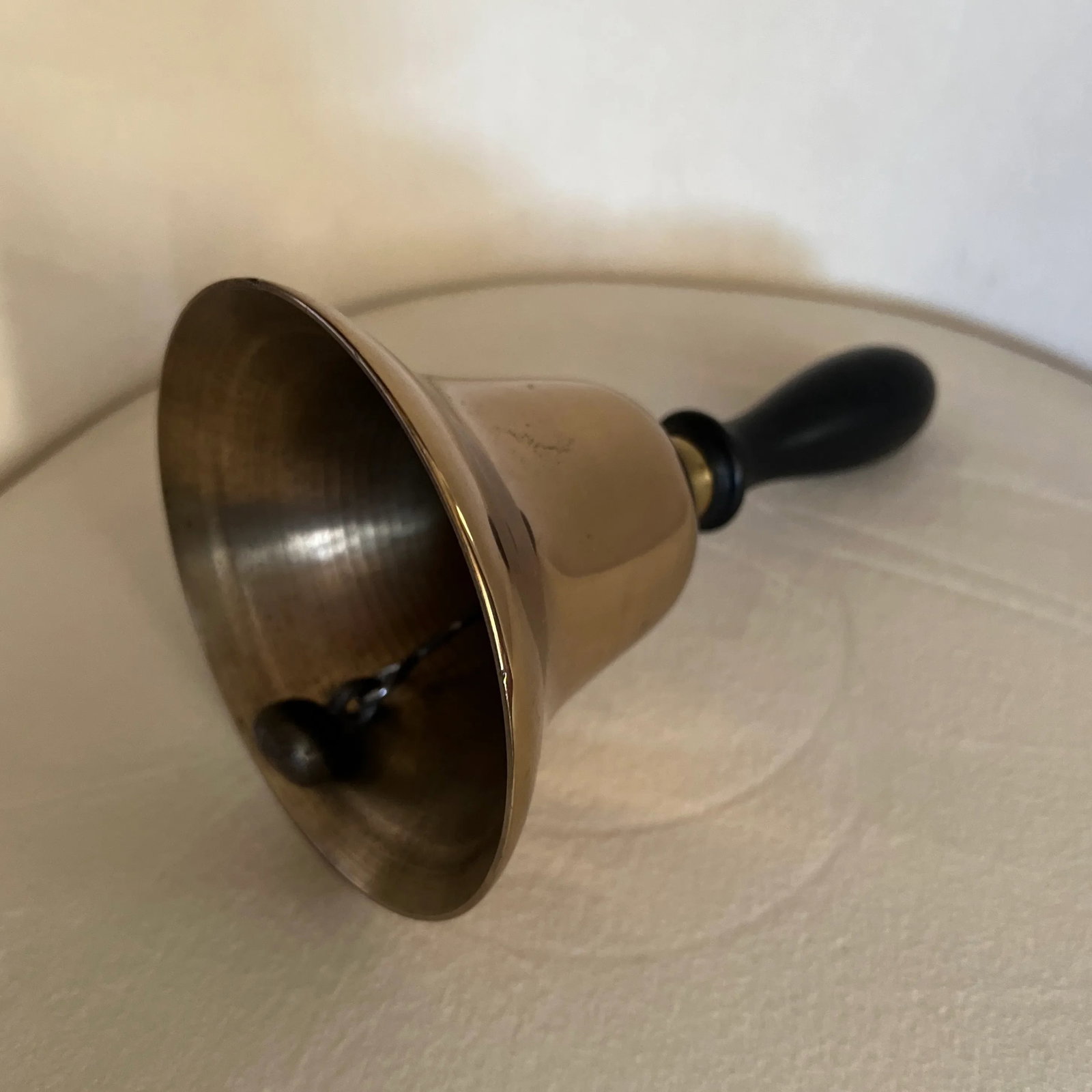 1920s Antique Schoolmaster's Brass Bell Features Wooden Handle - 2
