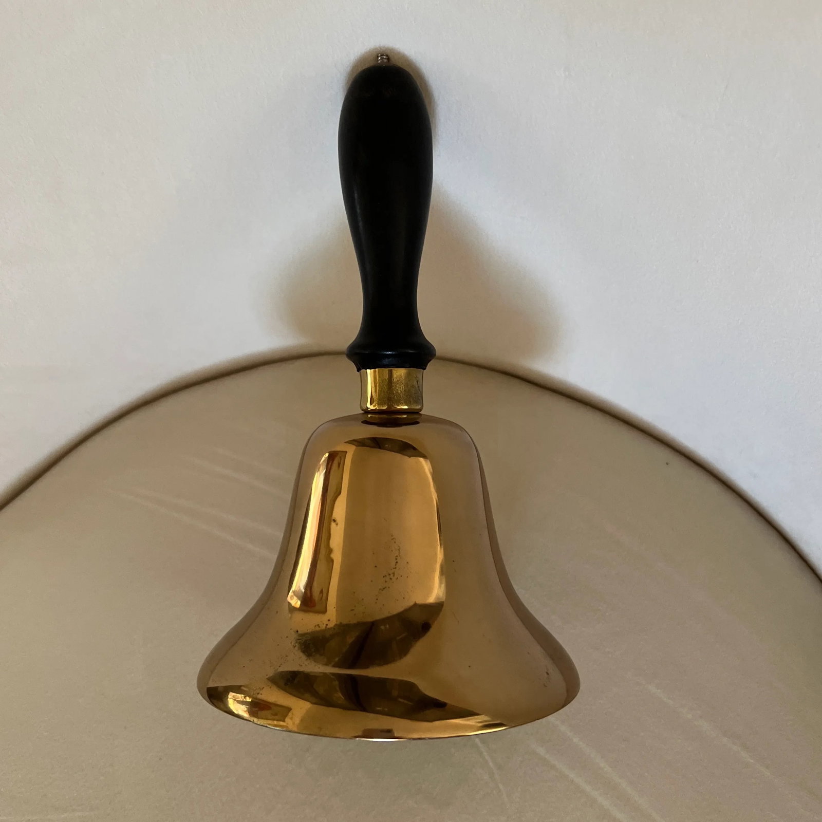 1920s Antique Schoolmaster's Brass Bell Features Wooden Handle - 3