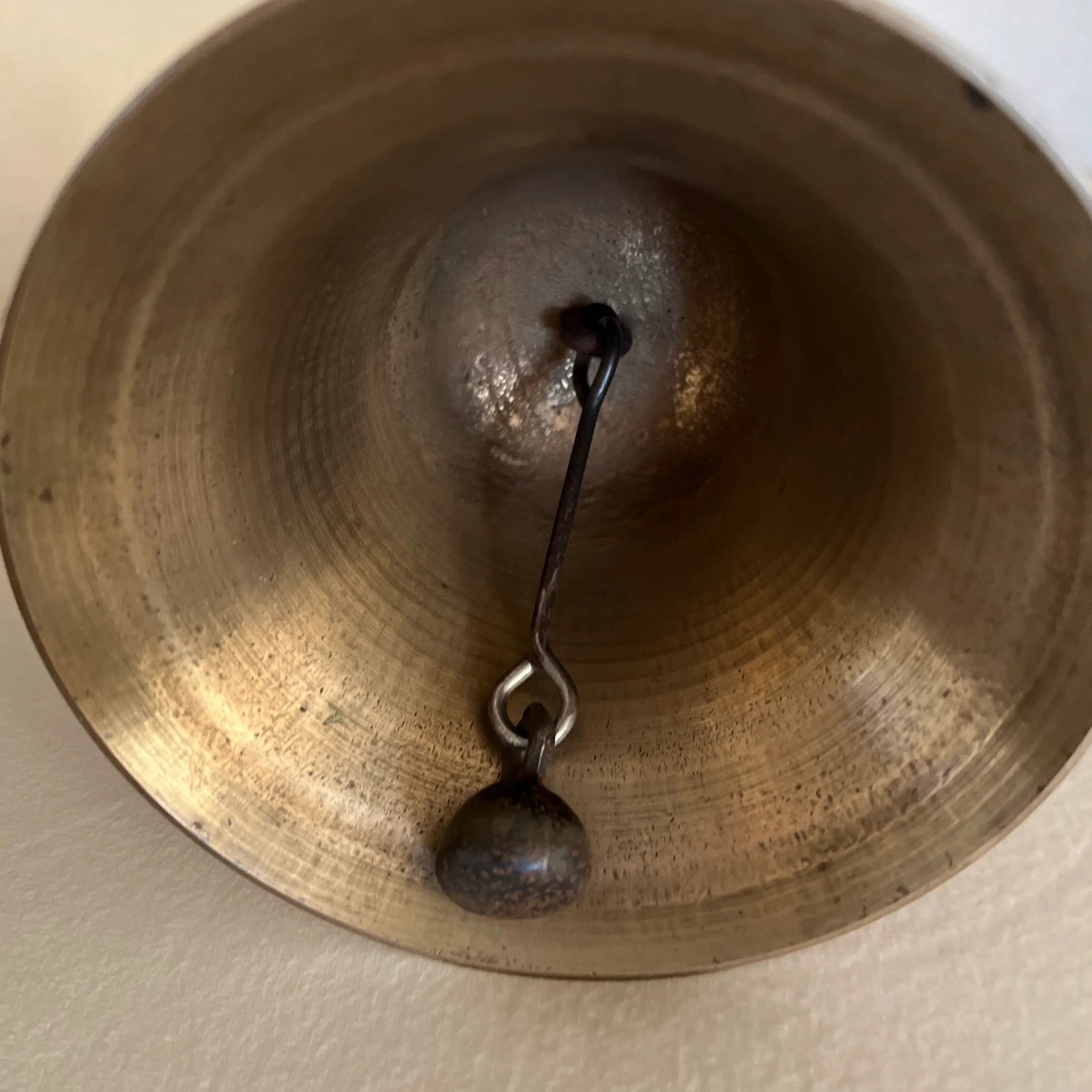 1920s Antique Schoolmaster's Brass Bell Features Wooden Handle - 8