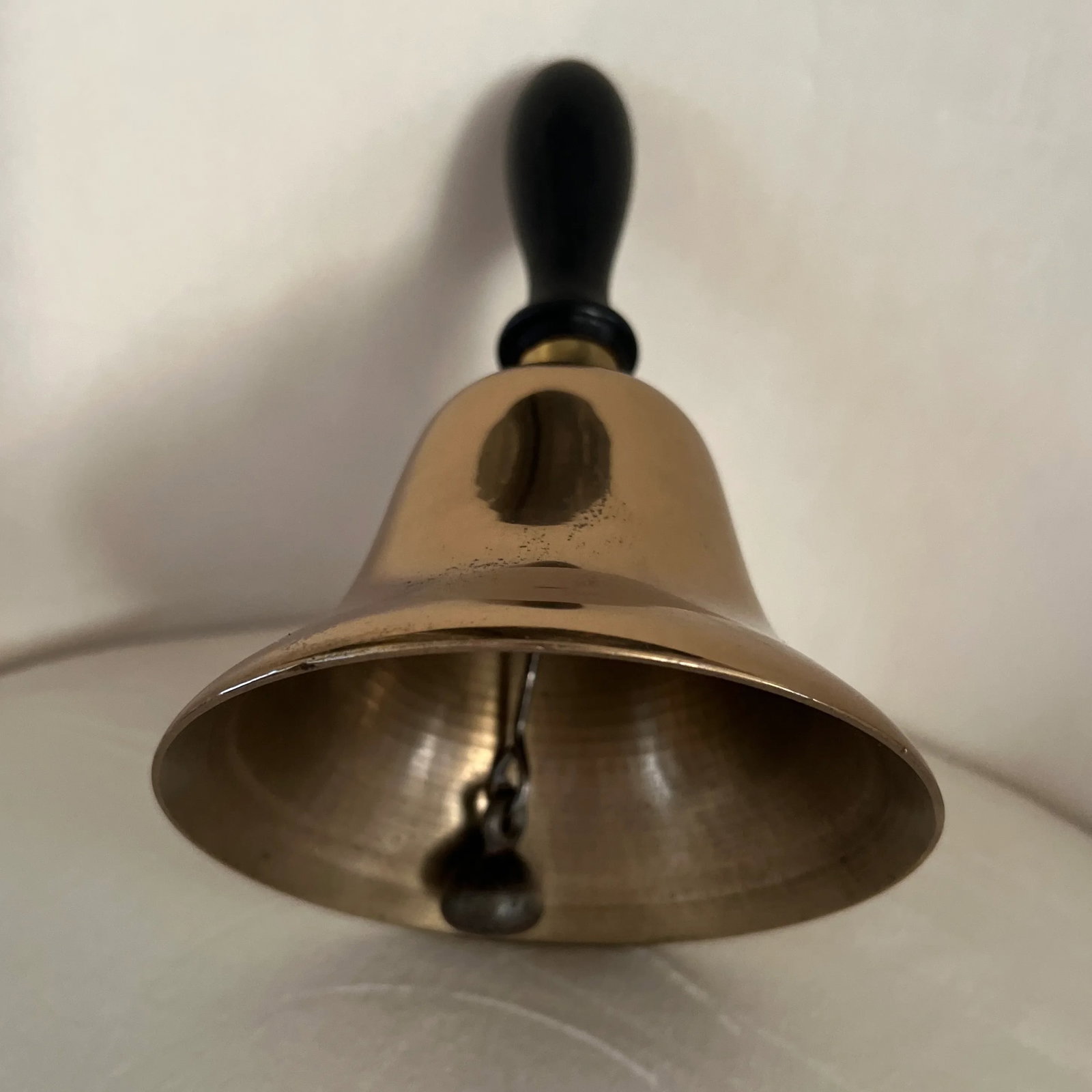 1920s Antique Schoolmaster's Brass Bell Features Wooden Handle - 9