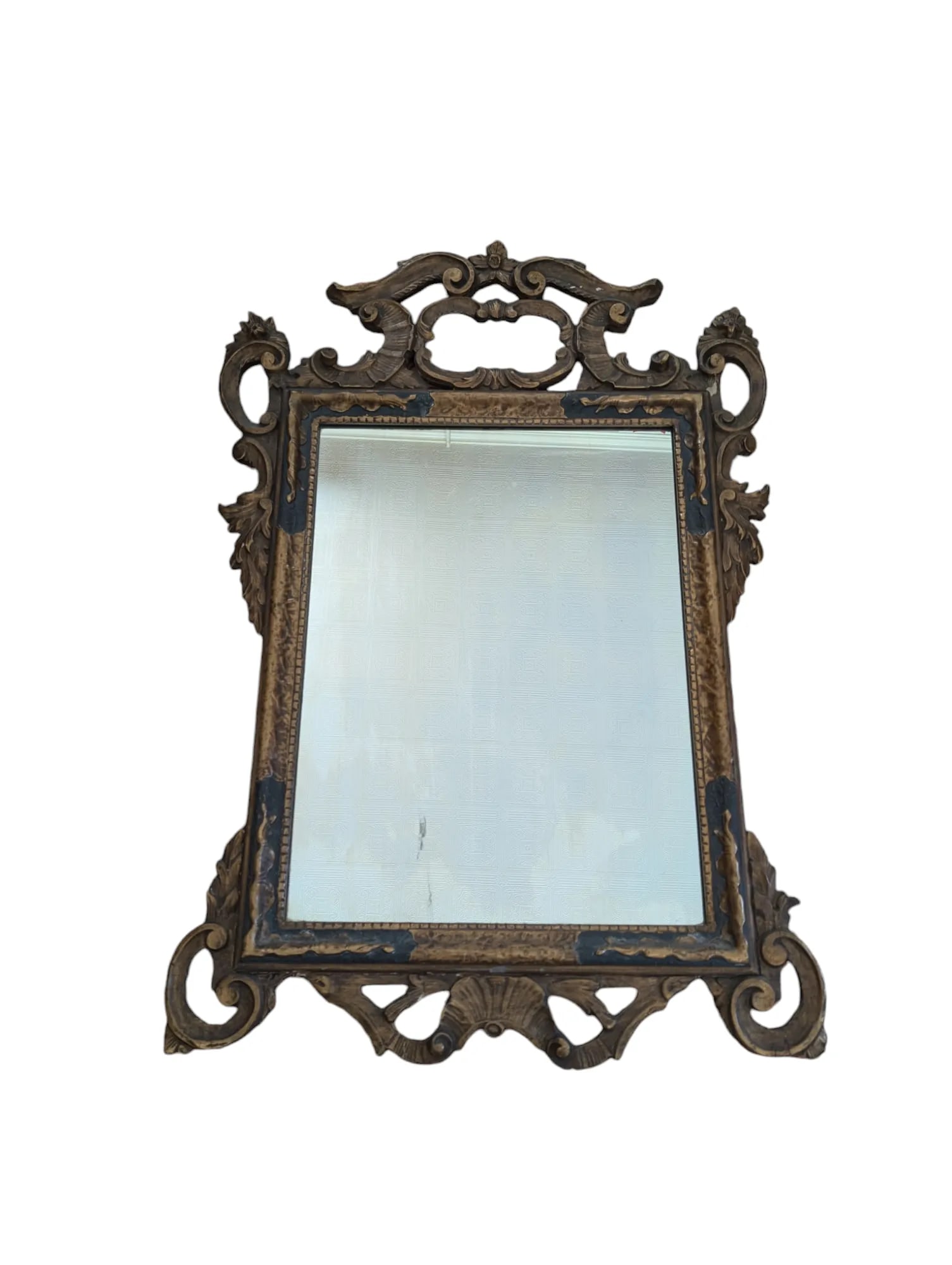 Antique 19th Century Italian Gilt and Painted Baroque-Style Mirror - 2