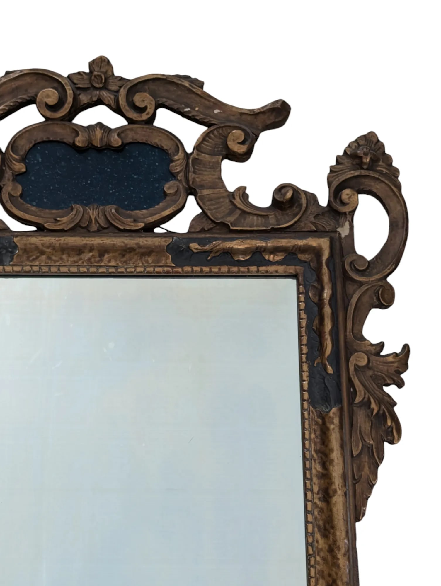 Antique 19th Century Italian Gilt and Painted Baroque-Style Mirror - 4