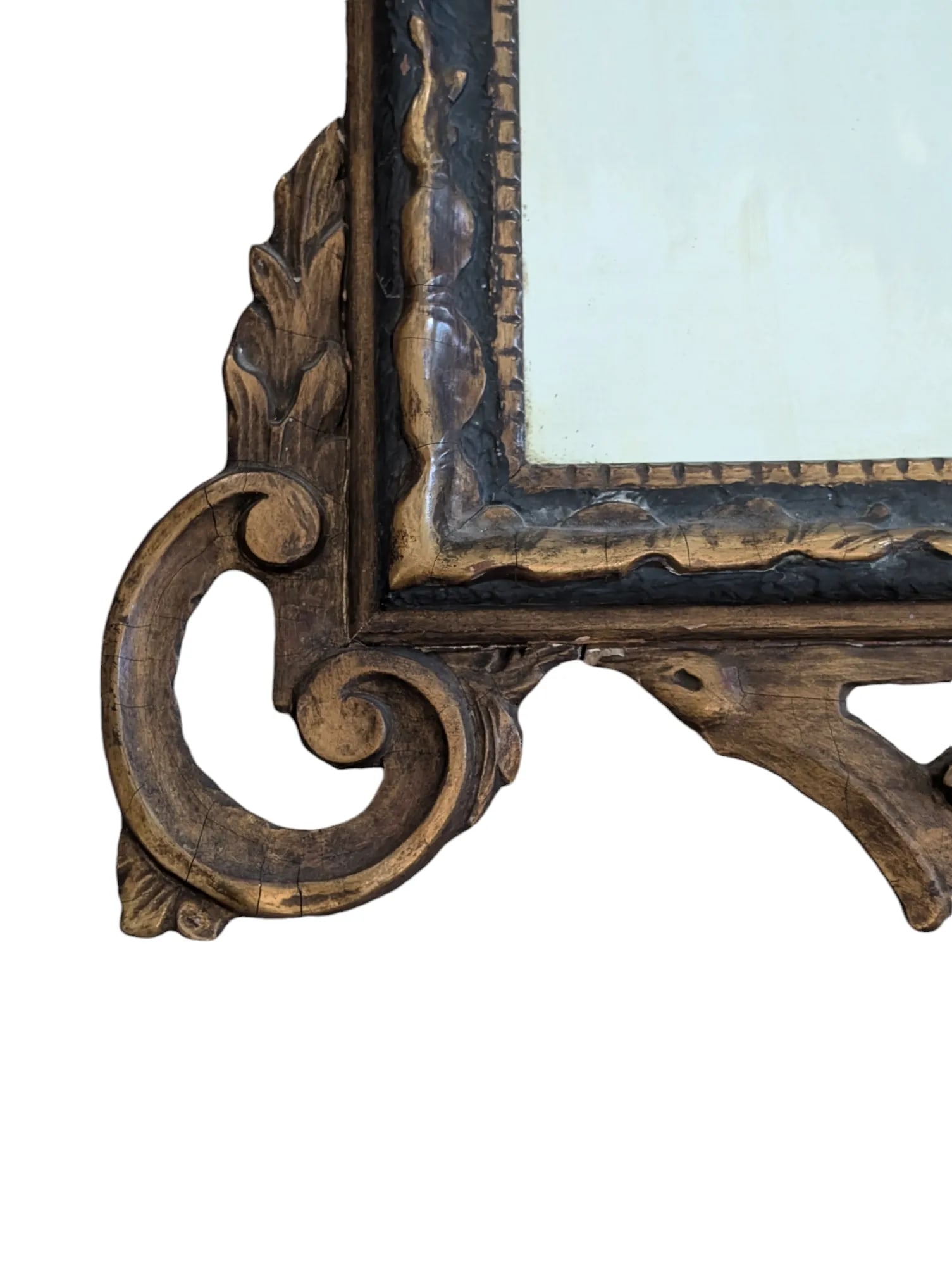Antique 19th Century Italian Gilt and Painted Baroque-Style Mirror - 5