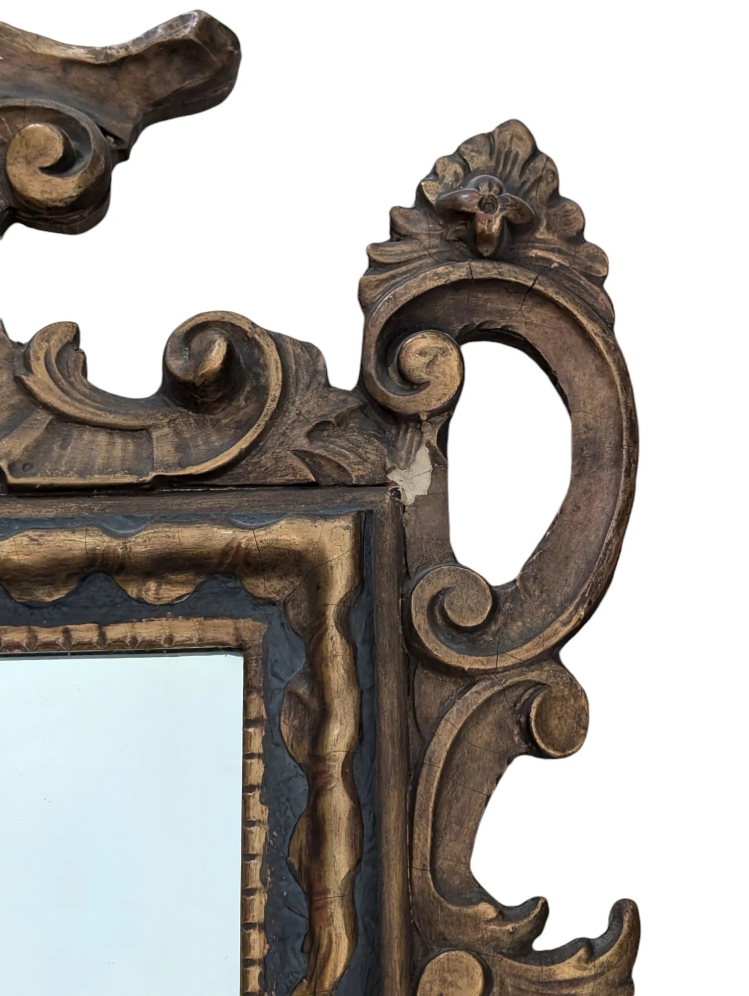 Antique 19th Century Italian Gilt and Painted Baroque-Style Mirror - 6