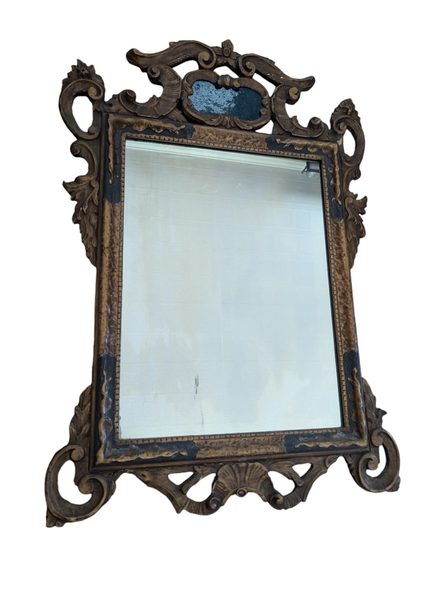 Antique 19th Century Italian Gilt and Painted Baroque-Style Mirror - 8