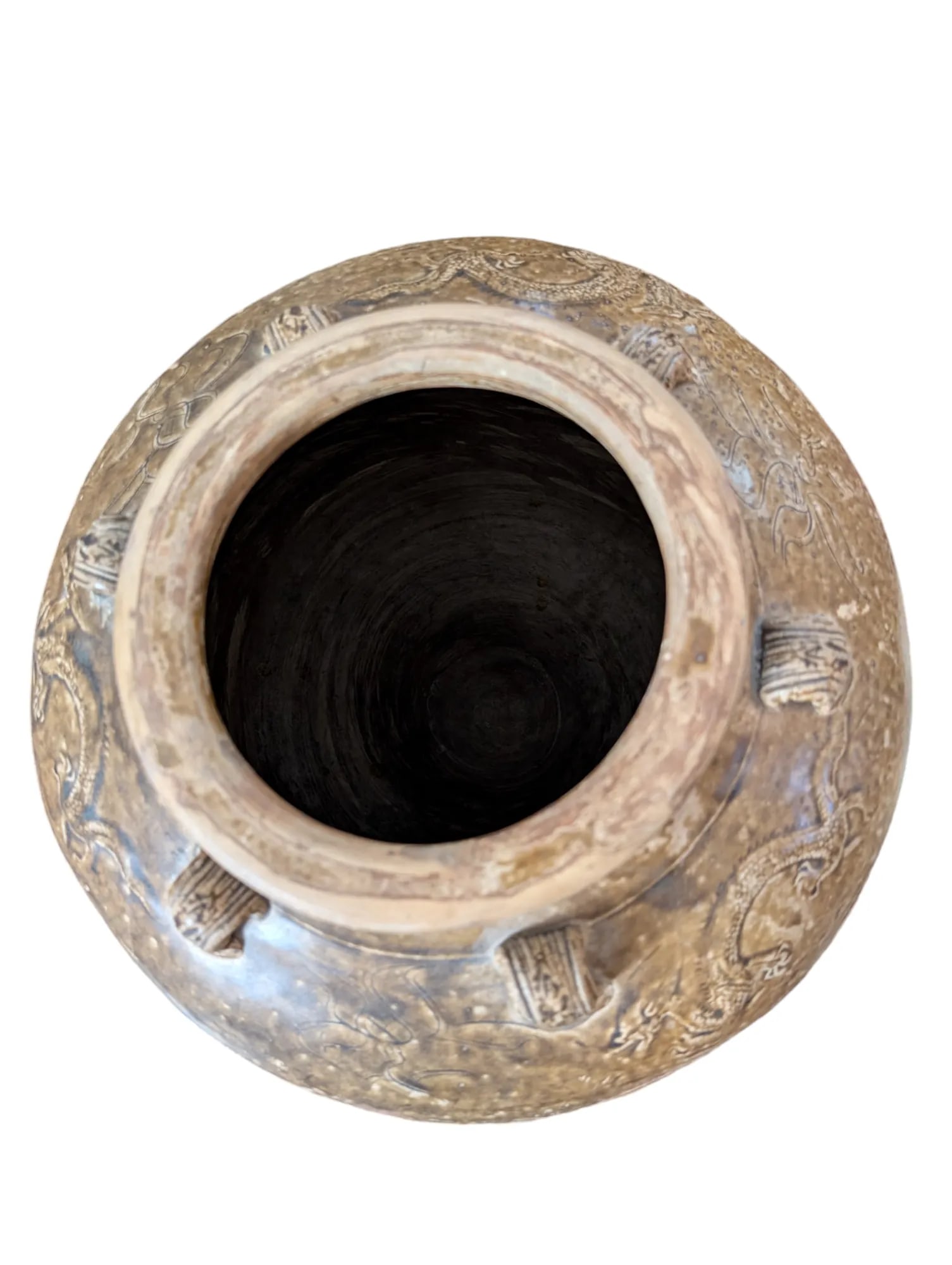 1950s Vintage Pottery Vase, Large Decorative Urn With Dragon Motif - 6