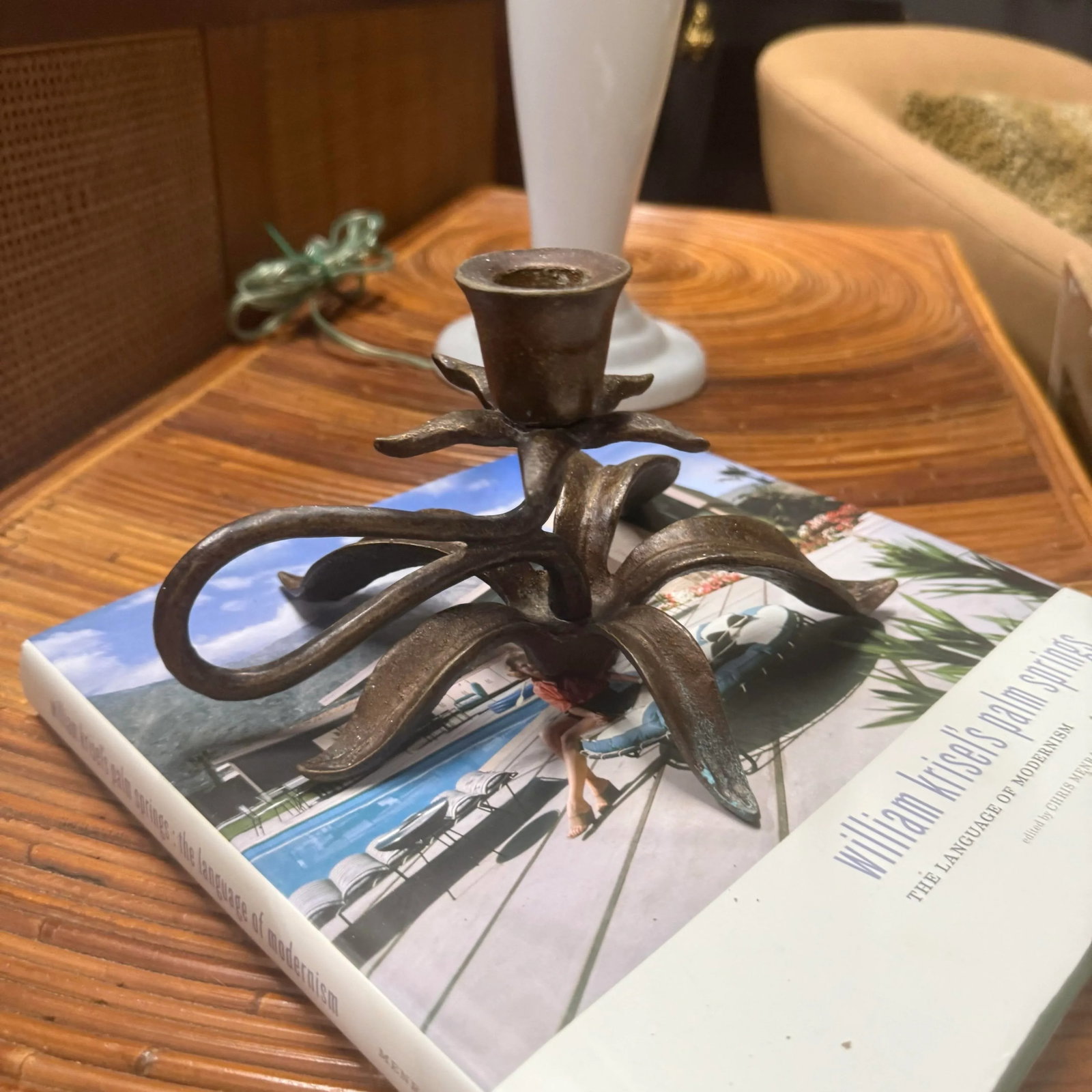 Scott Nelles Floral Bronze Candleholder, 1986 - 2
