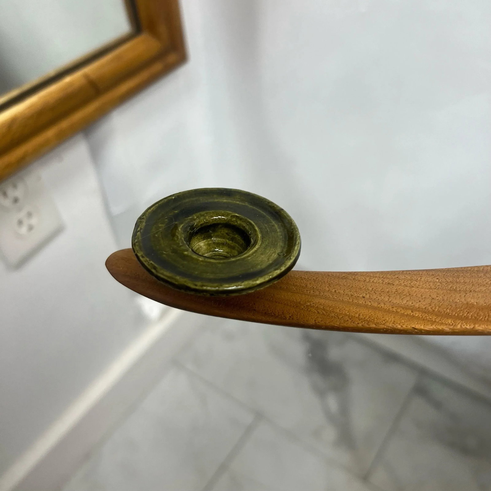 Late 20th Century Original Larry Brown Walnut and Ceramic Candlebra, Signed - 4