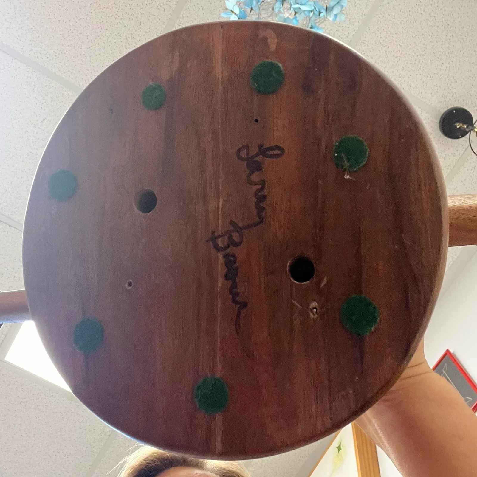 Late 20th Century Original Larry Brown Walnut and Ceramic Candlebra, Signed - 7