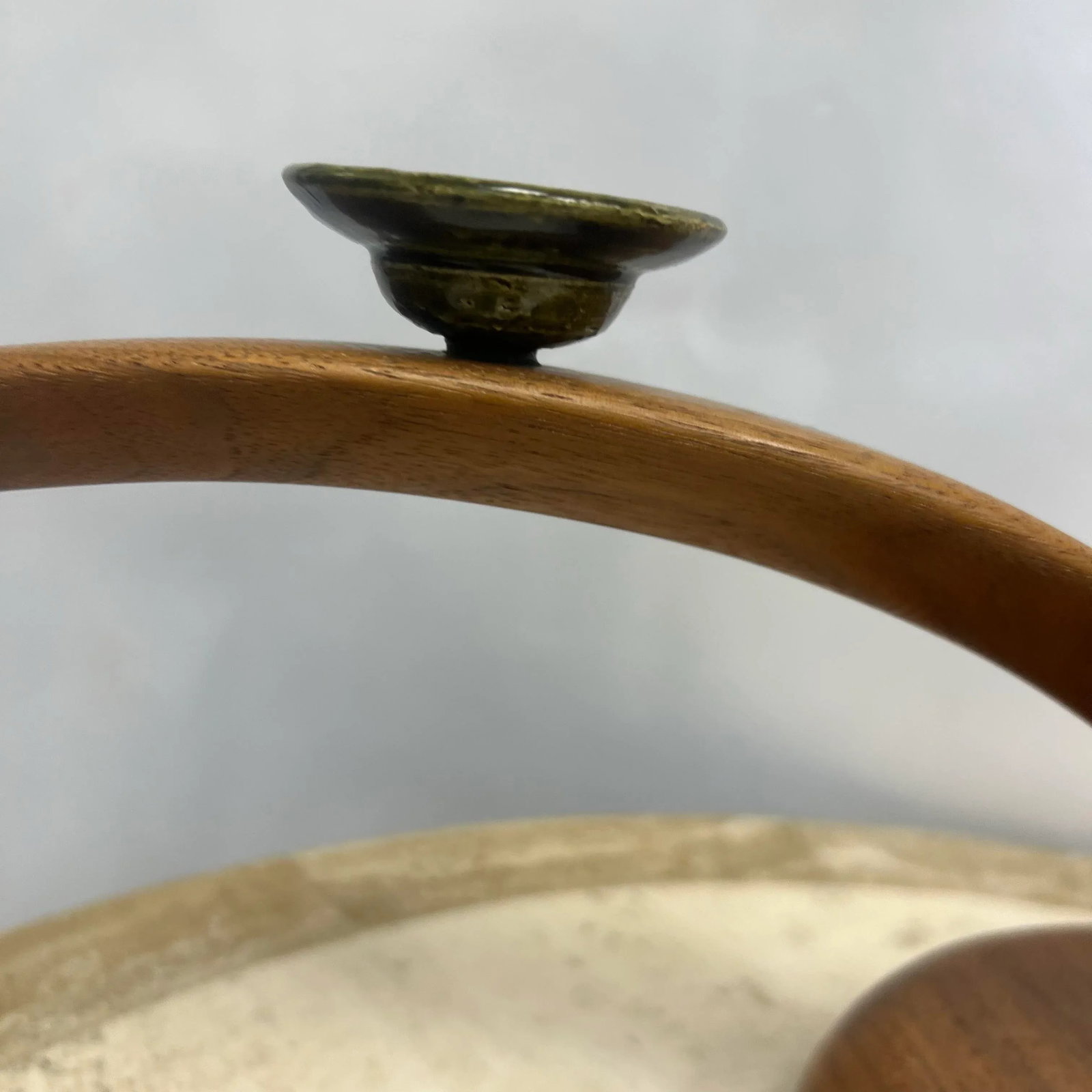 Late 20th Century Original Larry Brown Walnut and Ceramic Candlebra, Signed - 9