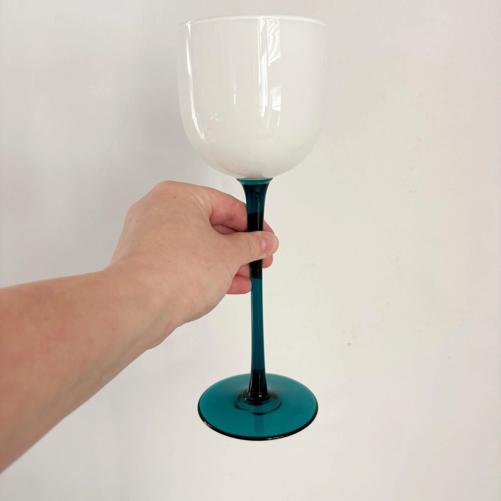 1960s Carlo Moretti Empoli Cased Teal Stemmed Wine Glasses- Set of 6 - 5