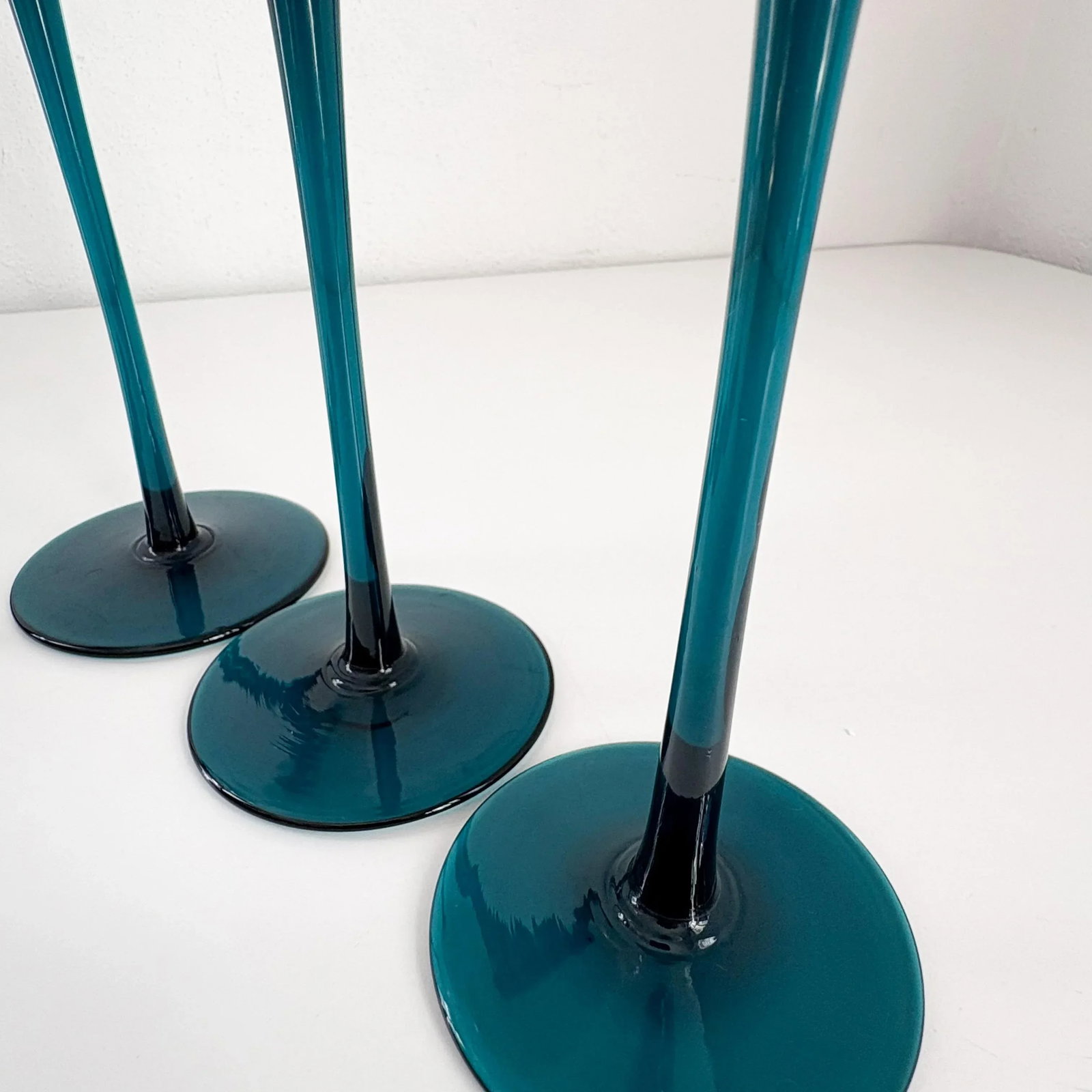 1960s Carlo Moretti Empoli Cased Teal Stemmed Wine Glasses- Set of 6 - 6