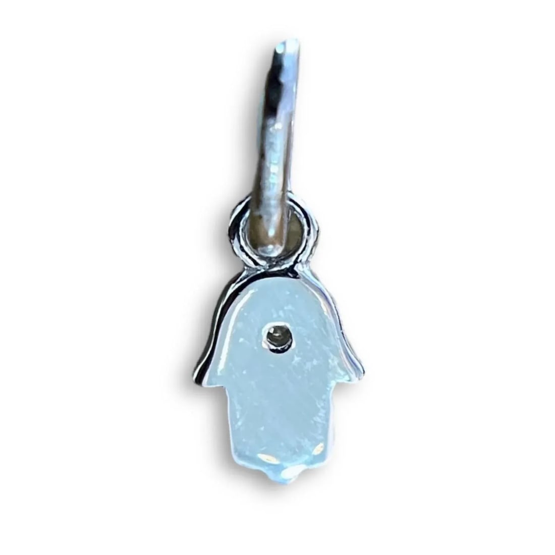 17th Century Small Hamsa Pave Pendant in White Gold - 2