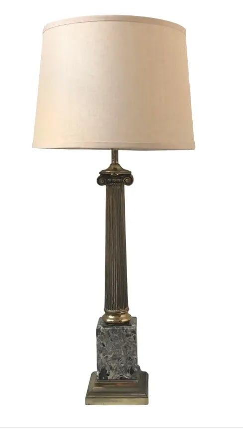 Mid 20th Century Brass & Marble Ionic Column Lamp - 2