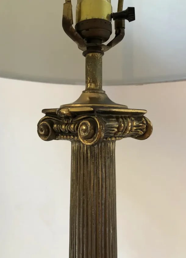Mid 20th Century Brass & Marble Ionic Column Lamp - 3