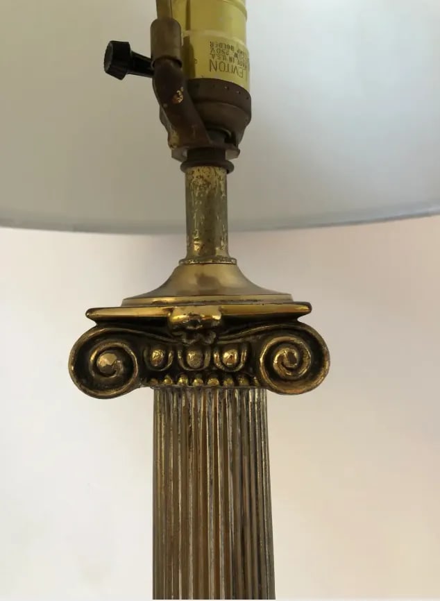 Mid 20th Century Brass & Marble Ionic Column Lamp - 5