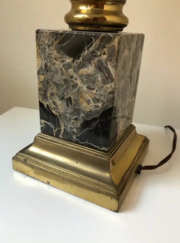 Mid 20th Century Brass & Marble Ionic Column Lamp - 6