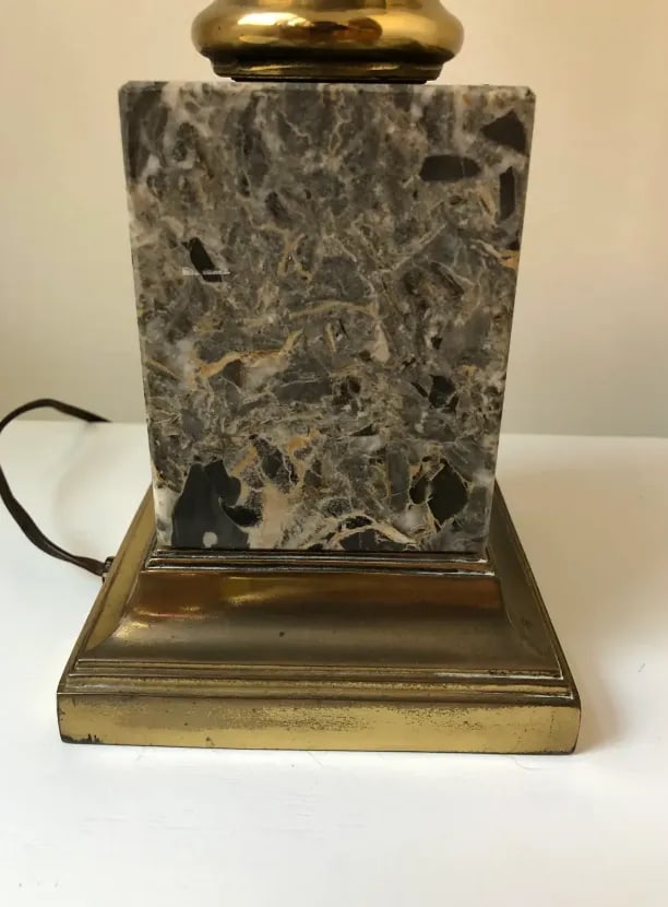 Mid 20th Century Brass & Marble Ionic Column Lamp - 7