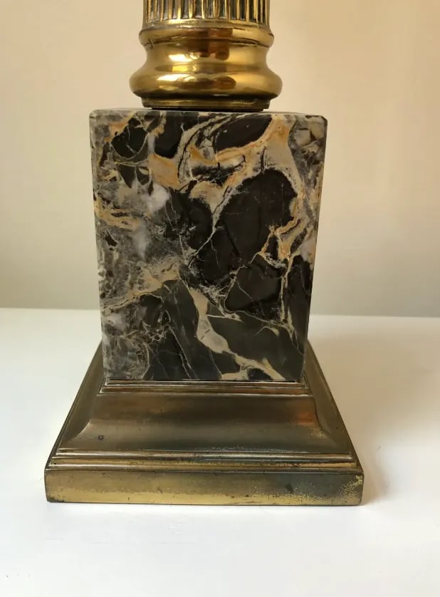 Mid 20th Century Brass & Marble Ionic Column Lamp - 8