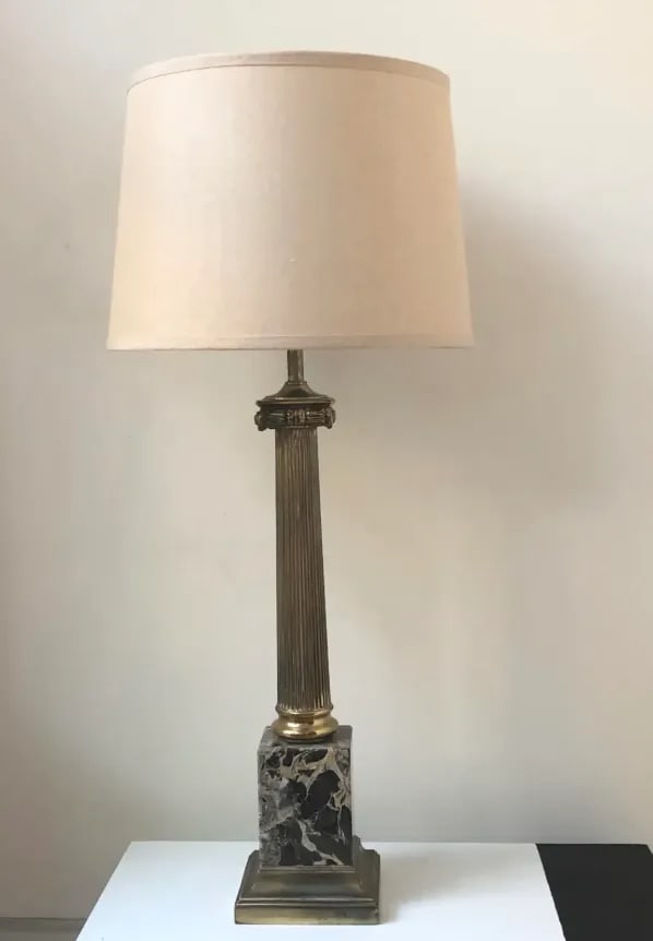 Mid 20th Century Brass & Marble Ionic Column Lamp - 9