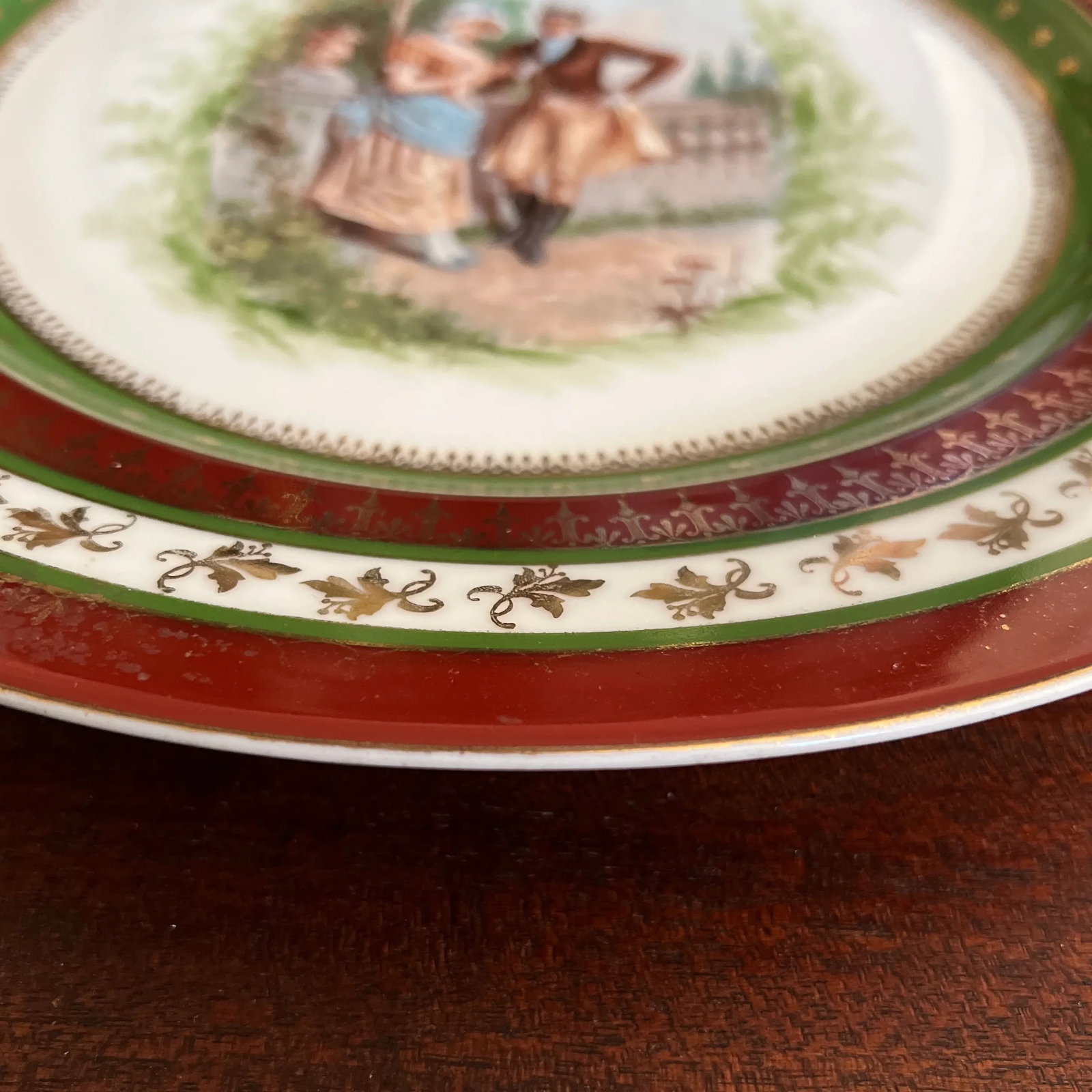 Antique Vienna Cabinet Plate Features Courting Couple - 4
