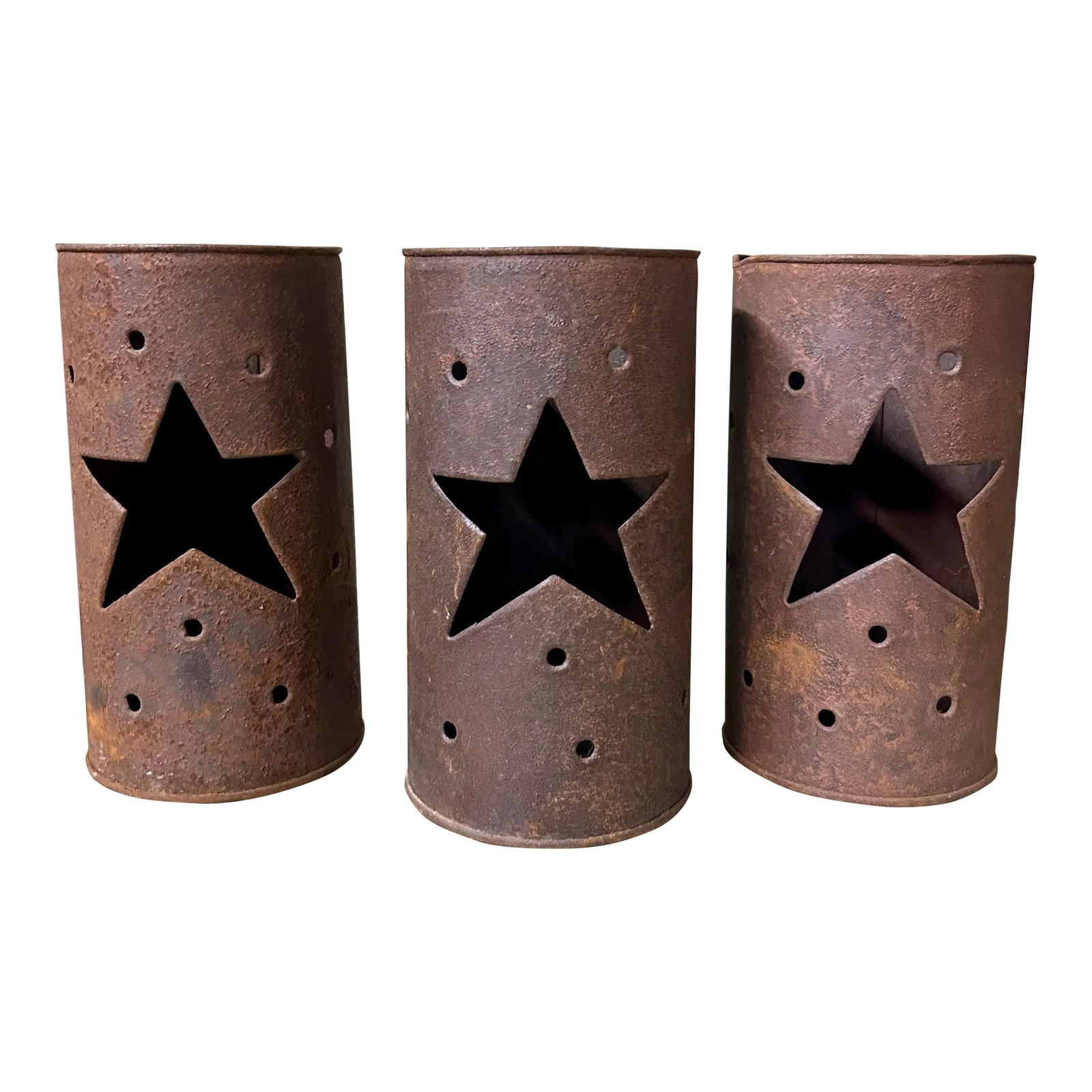 Vintage Rustic Tin Star Votive Candle Holder, Set of Three (1 of 11)