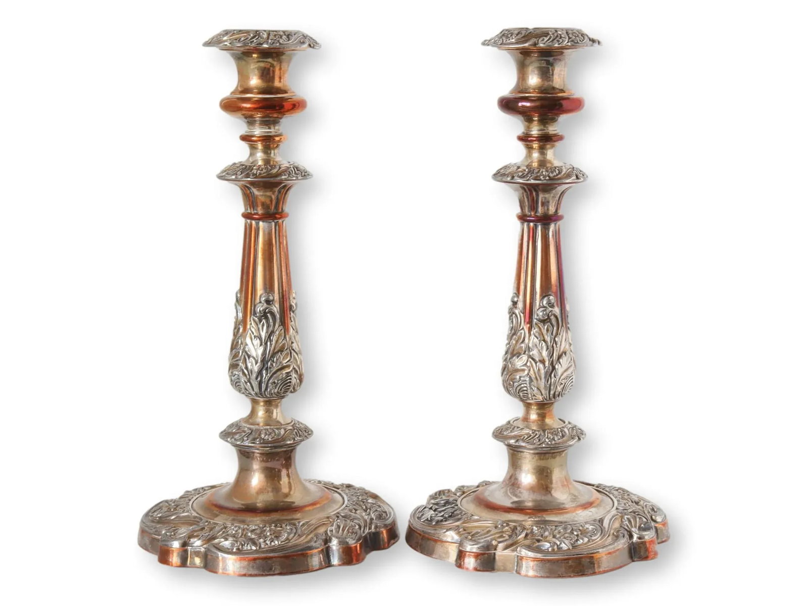 Mid 19th Century Sheffield Candlesticks with Crystal Lustres- a Pair - 2