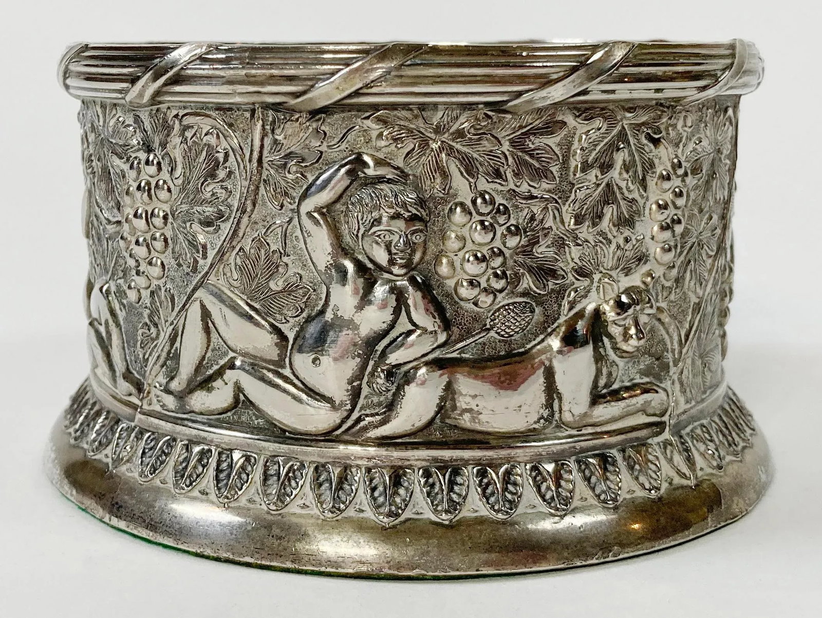 Vintage Silverplate Putti and Grapes Motif Wine Coaster - 2