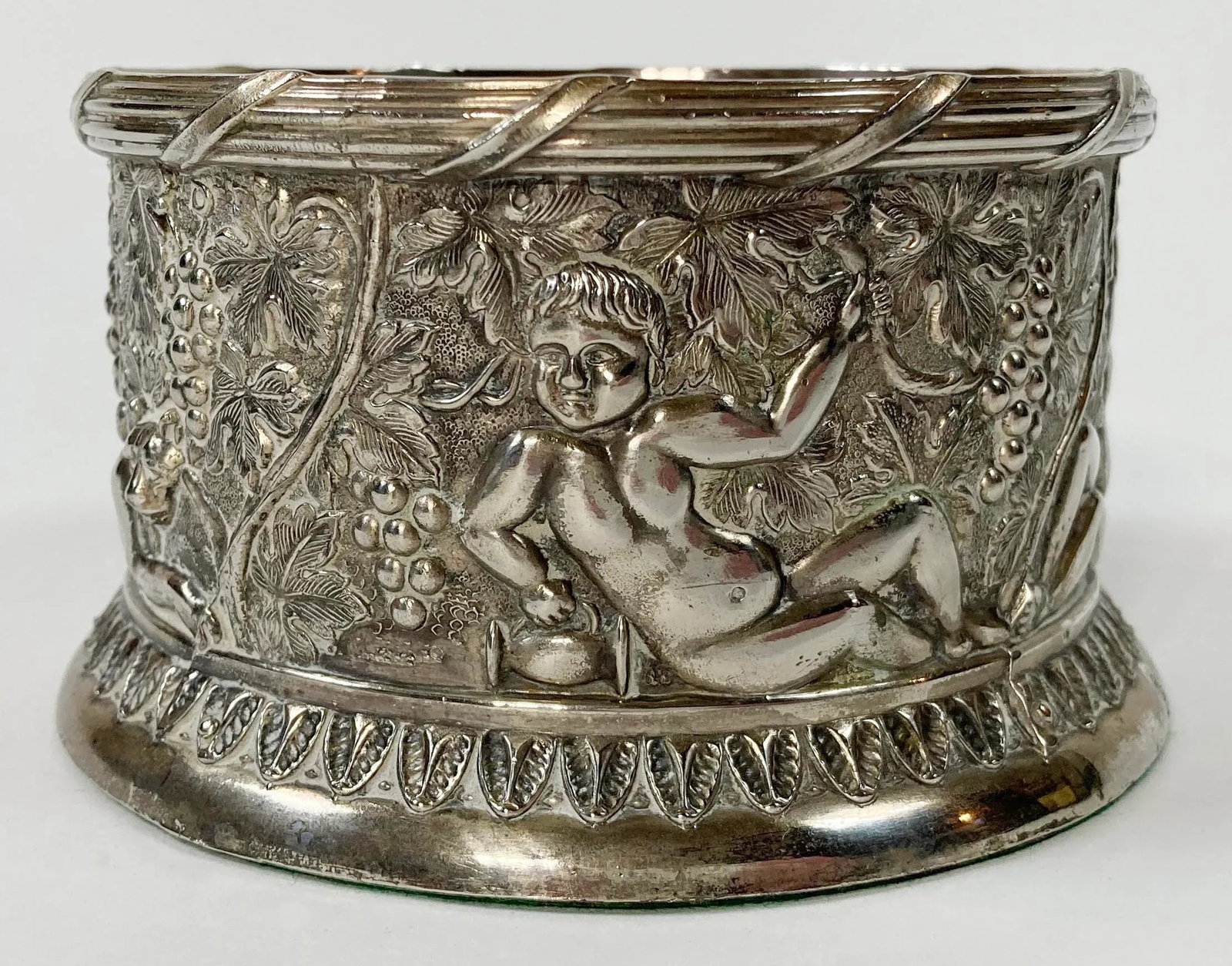 Vintage Silverplate Putti and Grapes Motif Wine Coaster - 4