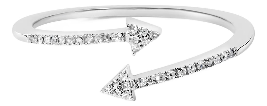 .925 Sterling Silver 1/5 Cttw Diamond Double Arrowhead Open Ring (I-J Color, I2-I3 Clarity) - Ring S: Embark on a journey of style and symbolism with our Diamond Double Arrowhead Open Ring. Crafted from .925 sterling silver, this ring embodies both elegance and strength. Adorned with 34 natural round