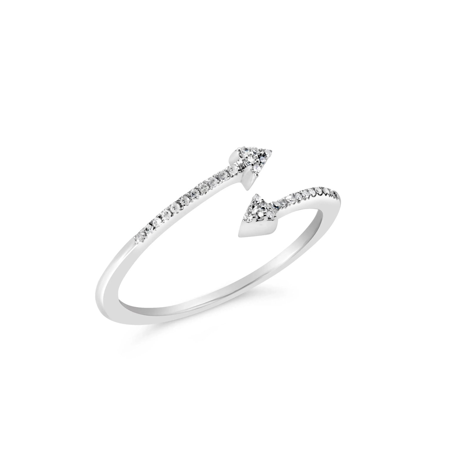 .925 Sterling Silver 1/5 Cttw Diamond Double Arrowhead Open Ring (I-J Color, I2-I3 Clarity) - Ring S - 3