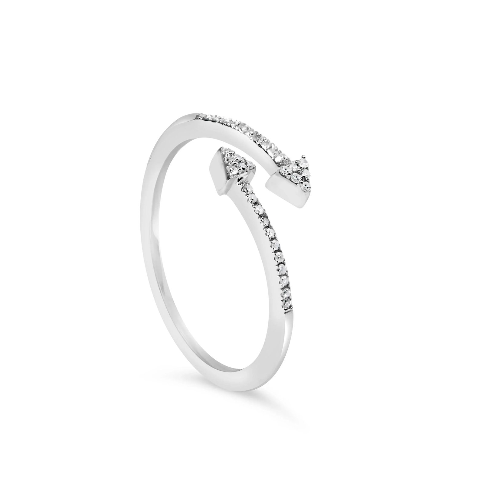 .925 Sterling Silver 1/5 Cttw Diamond Double Arrowhead Open Ring (I-J Color, I2-I3 Clarity) - Ring S - 4