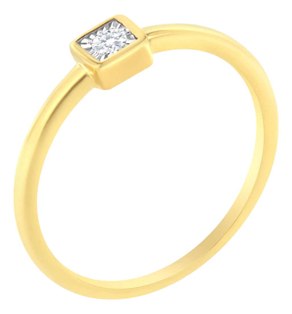 14K Yellow Gold Plated .925 Sterling Silver 1/20 cttw Miracle Set Diamond Promise Ring (J-K Color, I: A classic look for the classic girl. Fashioned in stunning 14k yellow gold plated .925 sterling silver, this promise ring features a shimmering .05 ct. round diamond solitaire in a unique miracle