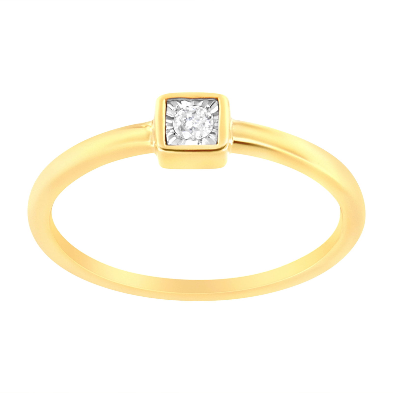 14K Yellow Gold Plated .925 Sterling Silver 1/20 cttw Miracle Set Diamond Promise Ring (J-K Color, I - 2