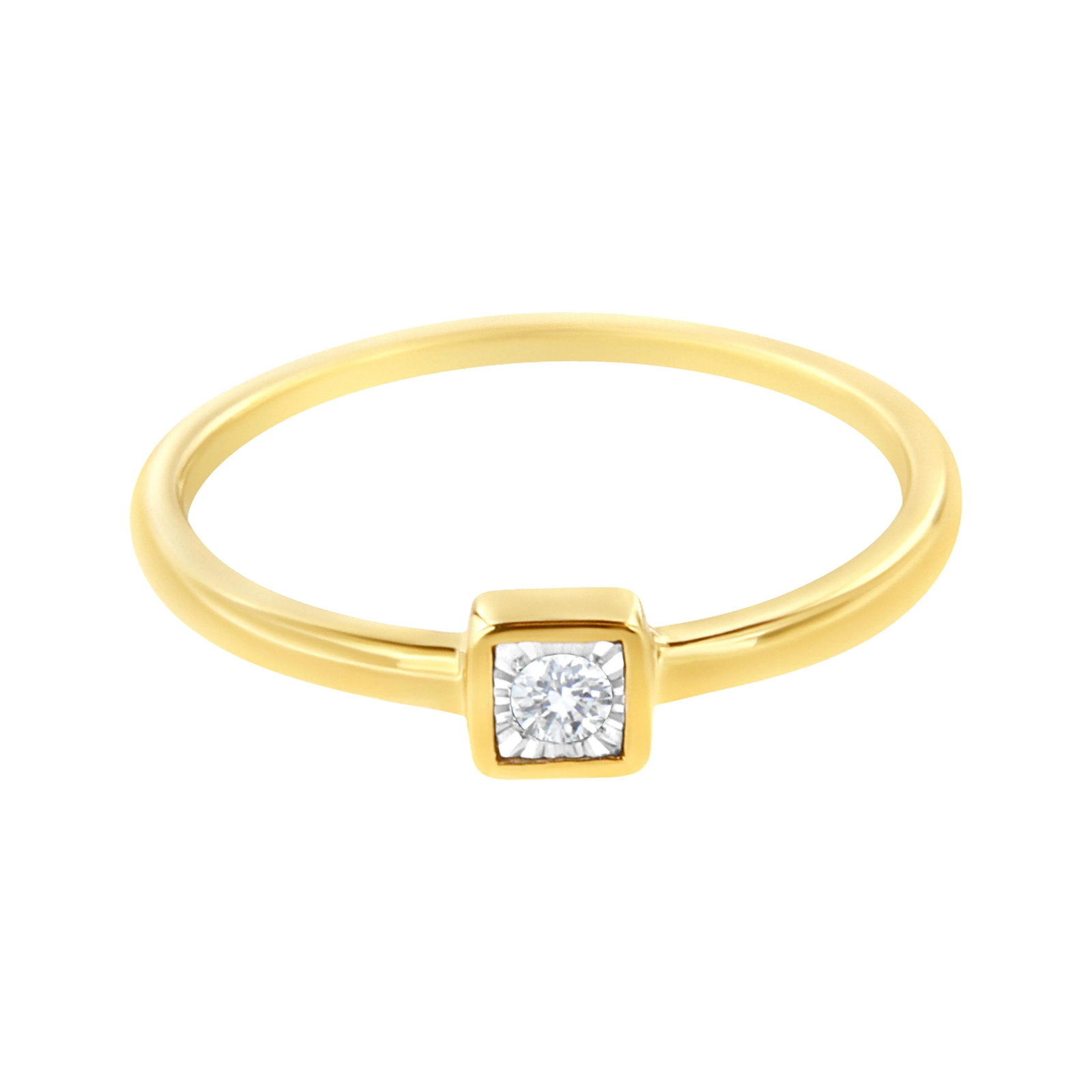 14K Yellow Gold Plated .925 Sterling Silver 1/20 cttw Miracle Set Diamond Promise Ring (J-K Color, I - 3