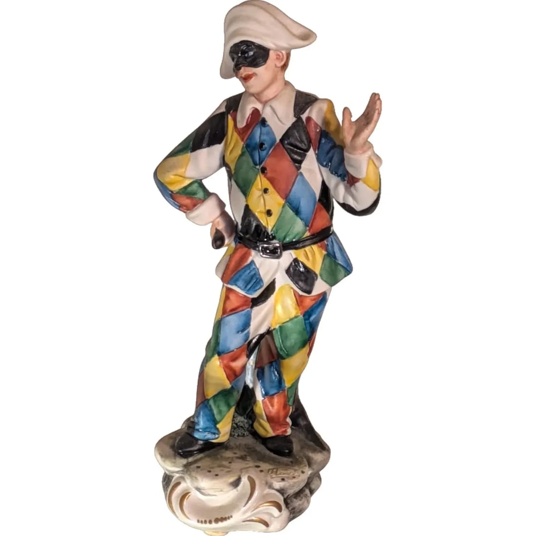 "Masked Jester" in Capodimonte Porcelain Signed "La Medea by Rori" Napoli Italy 1960-1970s - 2