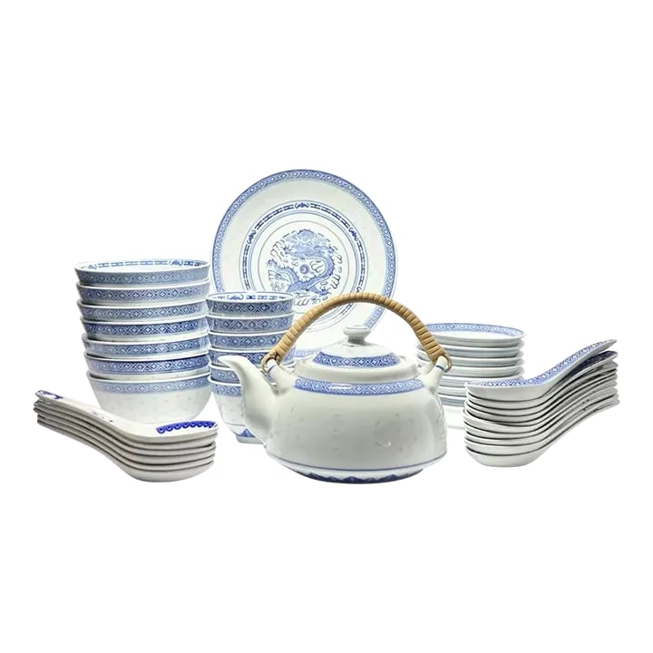 1970s Tienshan "Rice Flower" 42-Piece Porcelain Dinnerware Set (1 of 12)