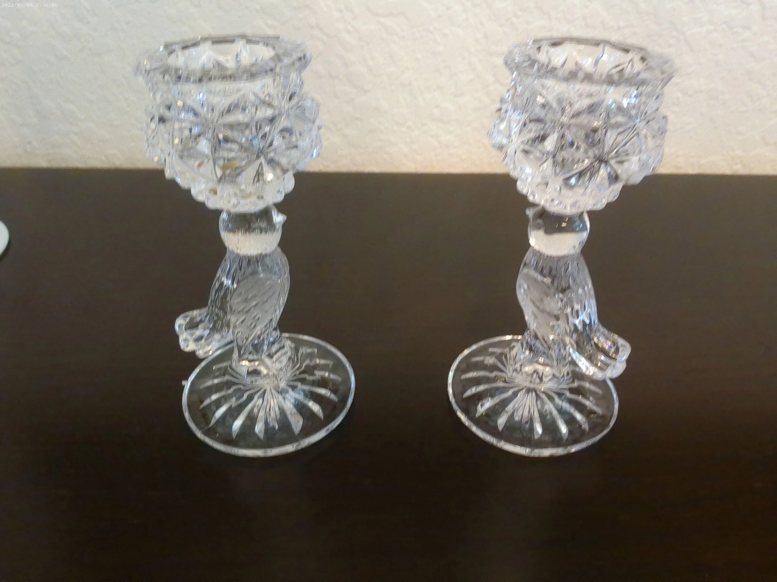 1970s German Hofbauer Crystal Bird Candle Holders, a Pair - 2